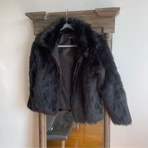 LANSHIFEL Faux fur black coat